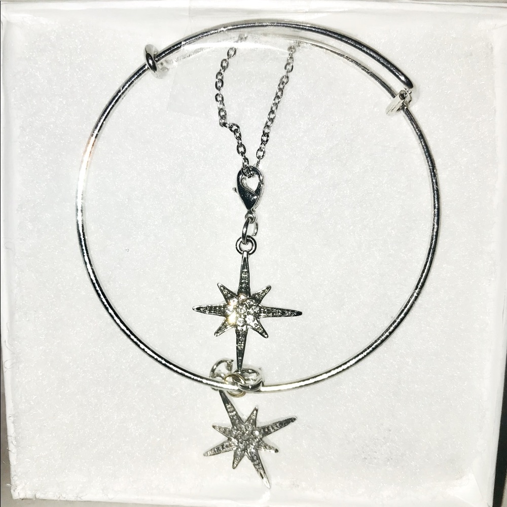 SILVER STAR BRACELET AND NECKLACE SET